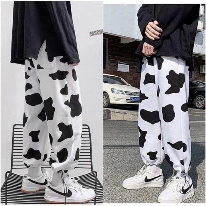 Set Đồ Bộ Áo Thun Tay Lỡ Bò Sữa + Quần Dài Jogger Cartoon Bò Sữa Unisex Nam Nữ | BigBuy360 - bigbuy360.vn