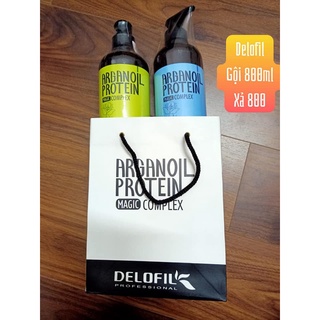 Cặp dầu gội xả delofil argan oil suôn mượt 800ml - delofil