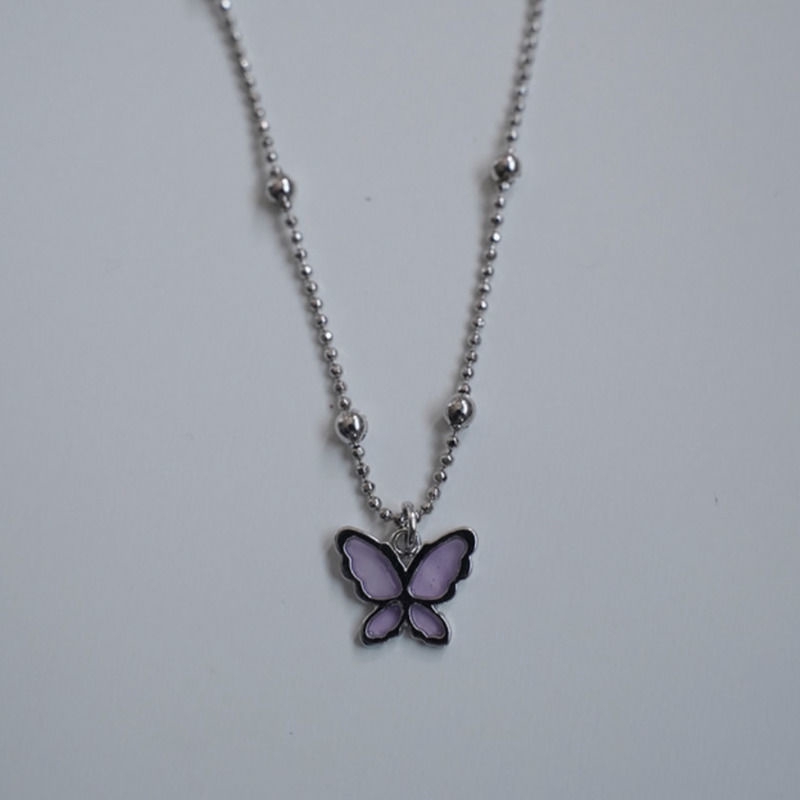 Dây Chuyền Hình Bướm Tím Phong Cách Hàn Quốc Xinh Xắn Cho Nữ