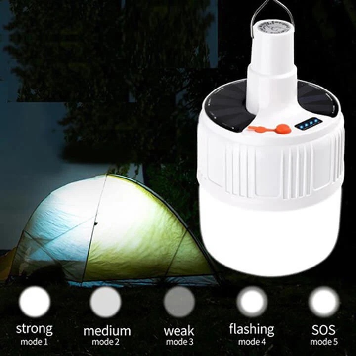 Bóng Đèn Năng Lượng Mặt Trời Tích Điện , Sử Dụng 6-8H , Chống Nước , 5 Chế Độ , Có Điều Khiển