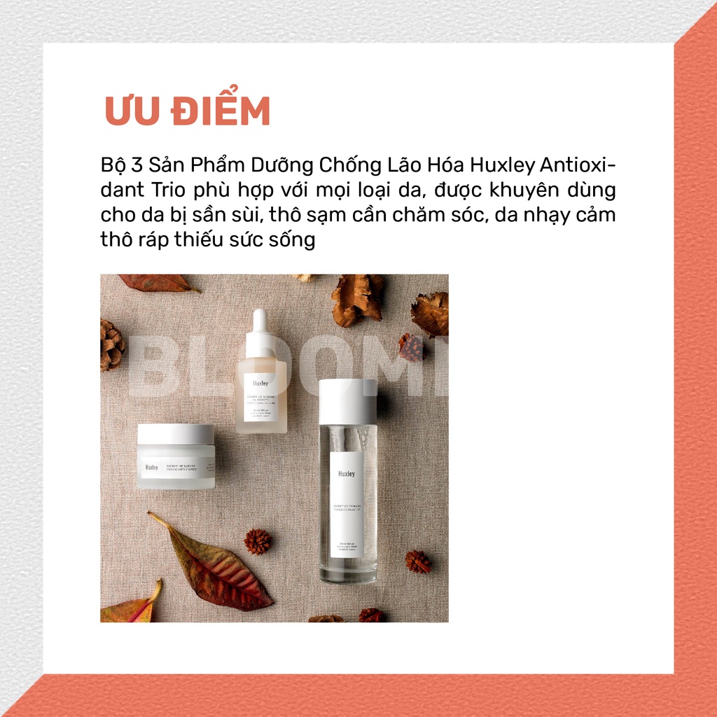 Bộ 3 Huxley Antioxidant Trio dưỡng ẩm, phục hồi, chống lão hoá cho da cao cấp