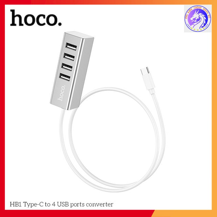 HUB Hoco HB1 Chuyển Đổi Type C Sang 4 Cổng USB Tiện Lợi Cho Macbook Đời Mới - Hàng Chính Hãng - BH 1 Năm