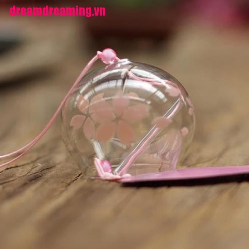 Chuông Gió Bằng Kính Họa Tiết Hoa Anh Đào Trang Trí Phòng Khách