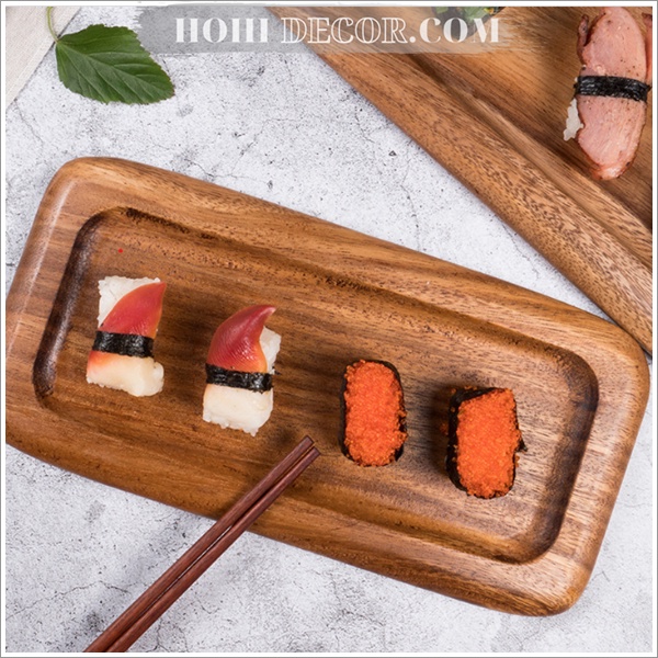 Khay Gỗ Hình Chữ Nhật Chụp Ảnh Sushi, Đồ Ăn - Đĩa Gỗ Dày - Shop Hohi Decor