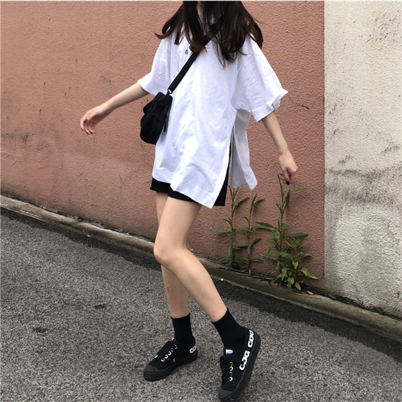 ℗Phong cách cổ điển của cô gái Hồng Kông áo thun nữ tay ngắn hở lưng 2020 Phiên bản Hàn Quốc nửa hoang dã mschf top