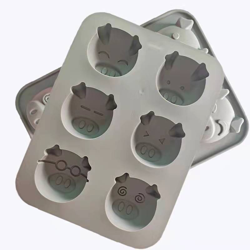 Khuôn Silicon Làm Bánh Kẹo 6 Ngăn Hình Chú Heo Dễ Thương