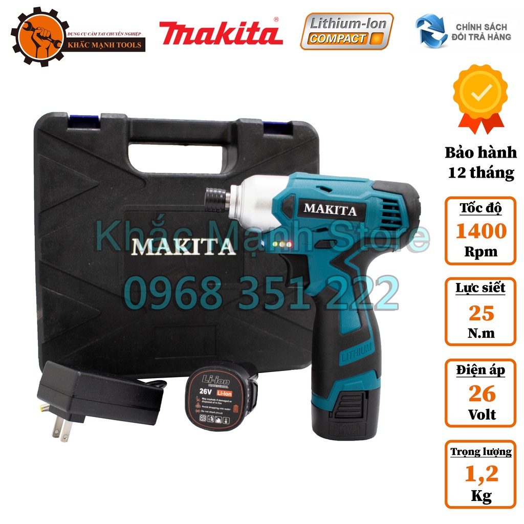 Máy Chuyên Bắn Vít MAKITA Pin 4 cell 26v, Có búa