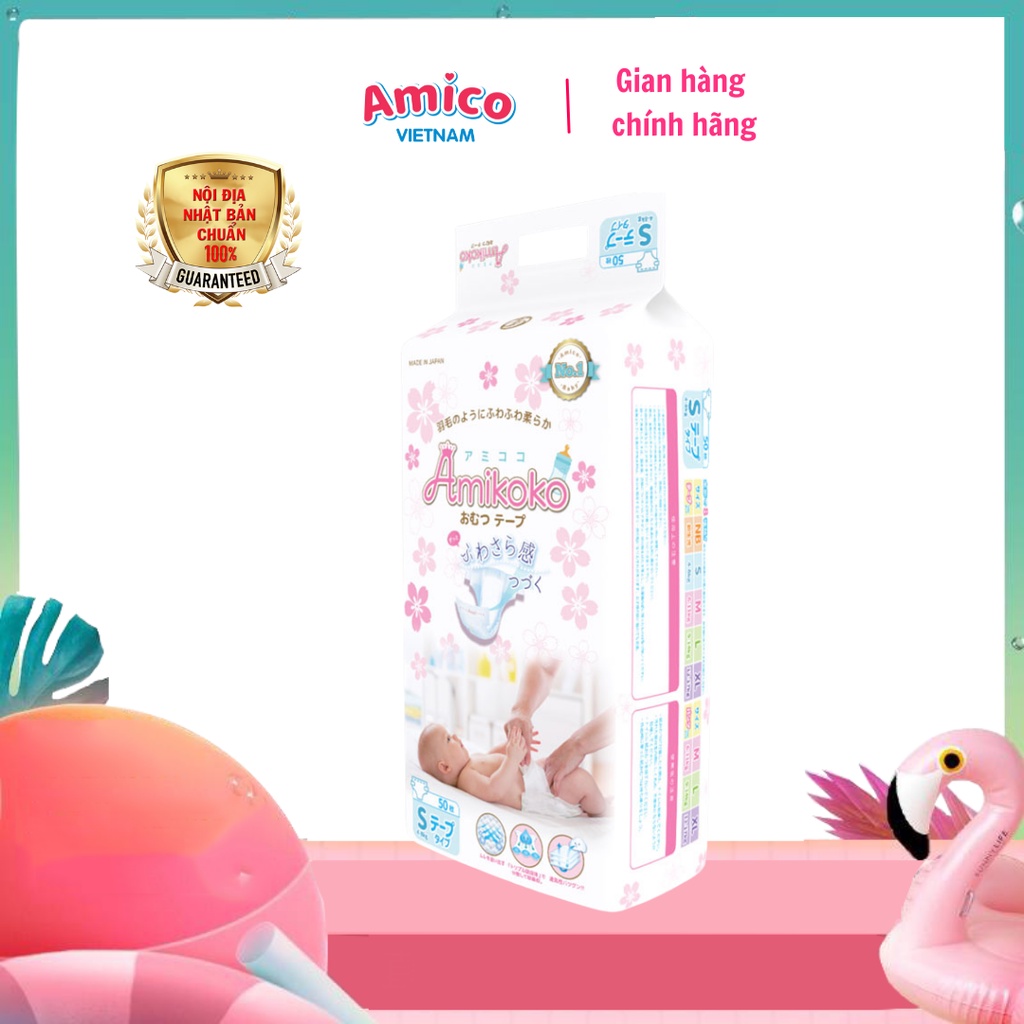 Tã dán sơ sinh AMIKOKO S50 (4-8kg) - 10M