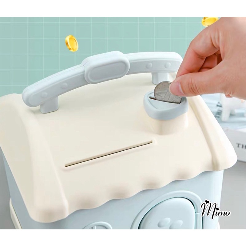 Heo đất tiết kiệm hình ngôi nhà Shepherd bằng nhựa, két sắt mini cho bé có khóa dễ thương