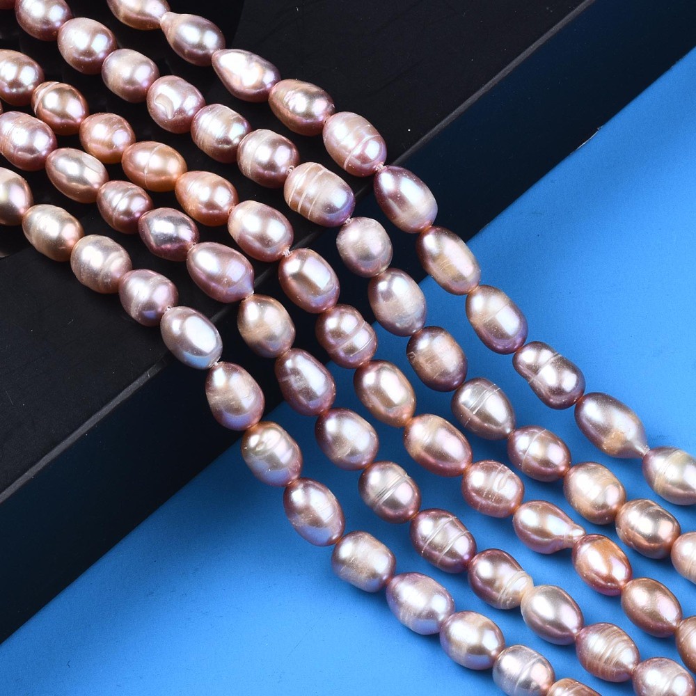 1 Sợi Dây Hạt Nước Ngọt / Gạo 7.5~11x6~7.5mm: 0.8mm Khoảng 37~43pcs / strand 14.06 inch ~ 14.29 inch