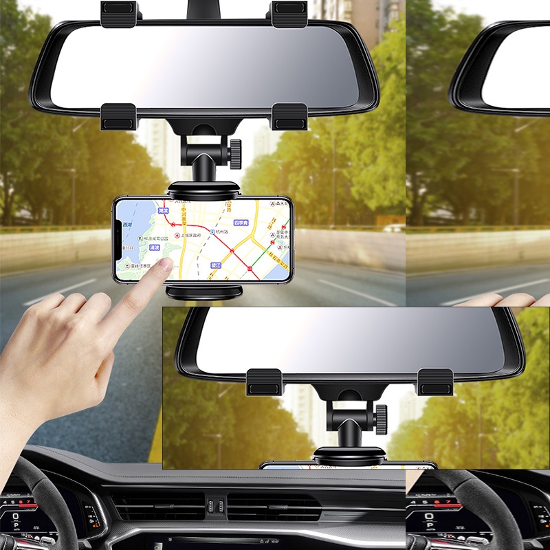 Giá Đỡ Điện Thoại/GPS Xoay 360 Độ Gắn Kính Chiếu Hậu Xe Hơi° Giá Đỡ Điện Thoại Gắn Tấm Che Nắng Ô Tô Xoay Được Tiện Dụng