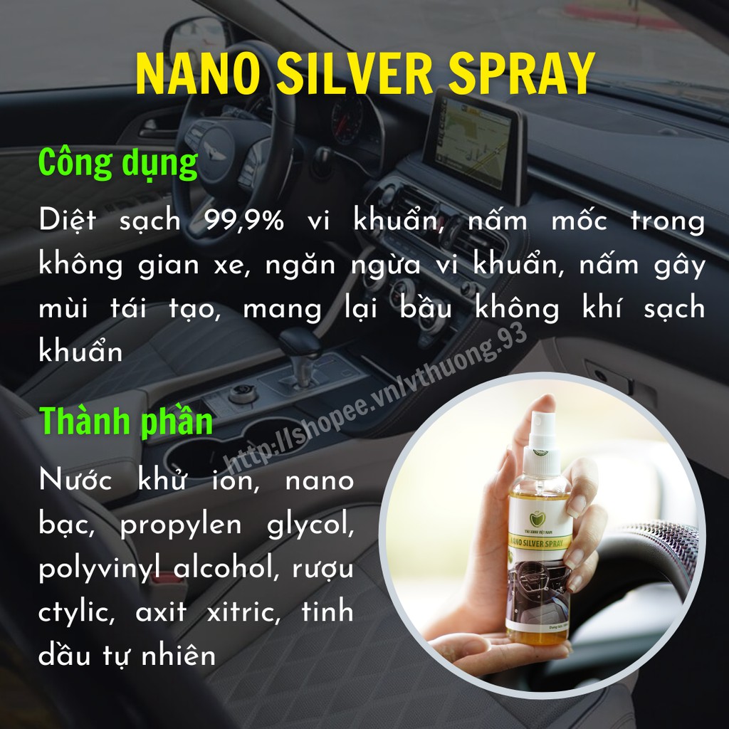 Xịt khử mùi Nano Silver Spray cho ô tô - diệt khuẩn hiệu quả, an toàn, hết mùi khó chịu