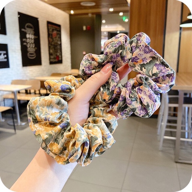 Chun buộc tóc Scrunchies hoa nhí