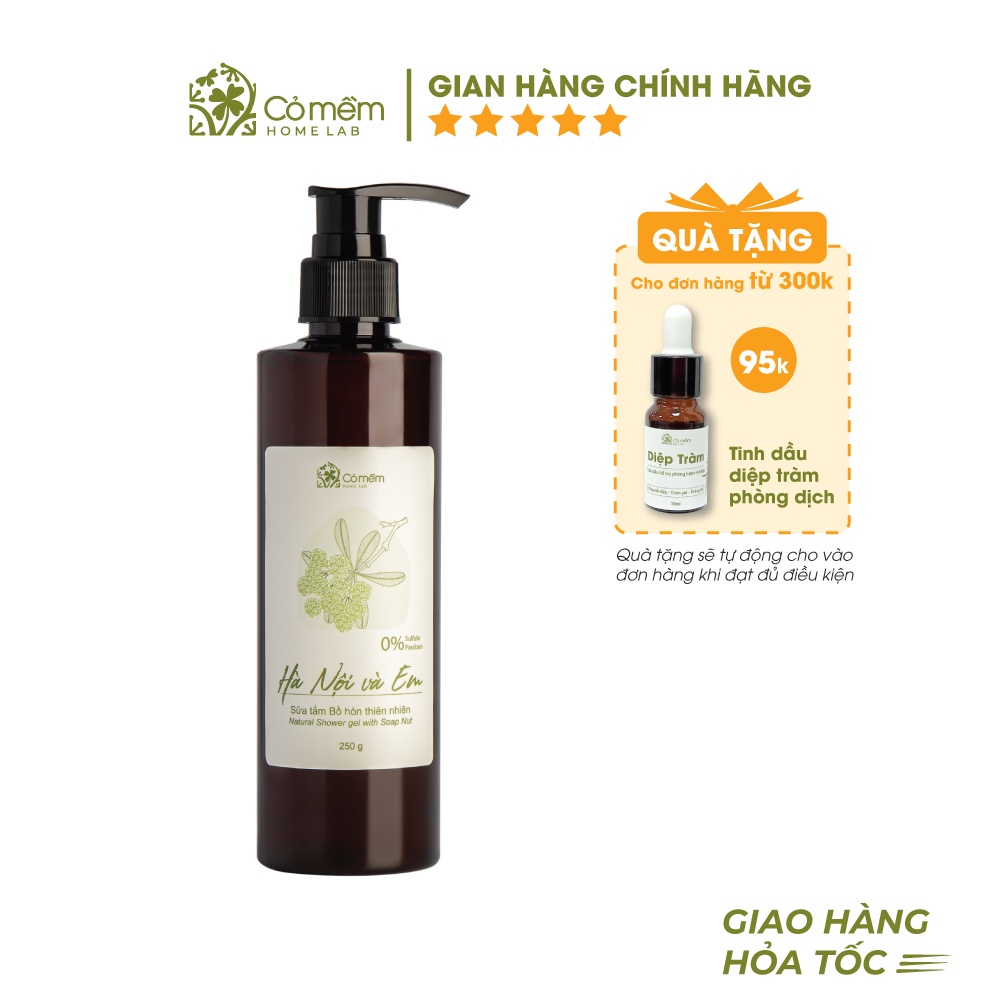 Sữa Tắm Bồ Hòn Thiên Nhiên Hà Nội Và Em An Toàn Cho Da Nhạy Cảm Hương Hoa Ngọc Lan Tây và Hoa Sữa Cỏ Mềm 250g