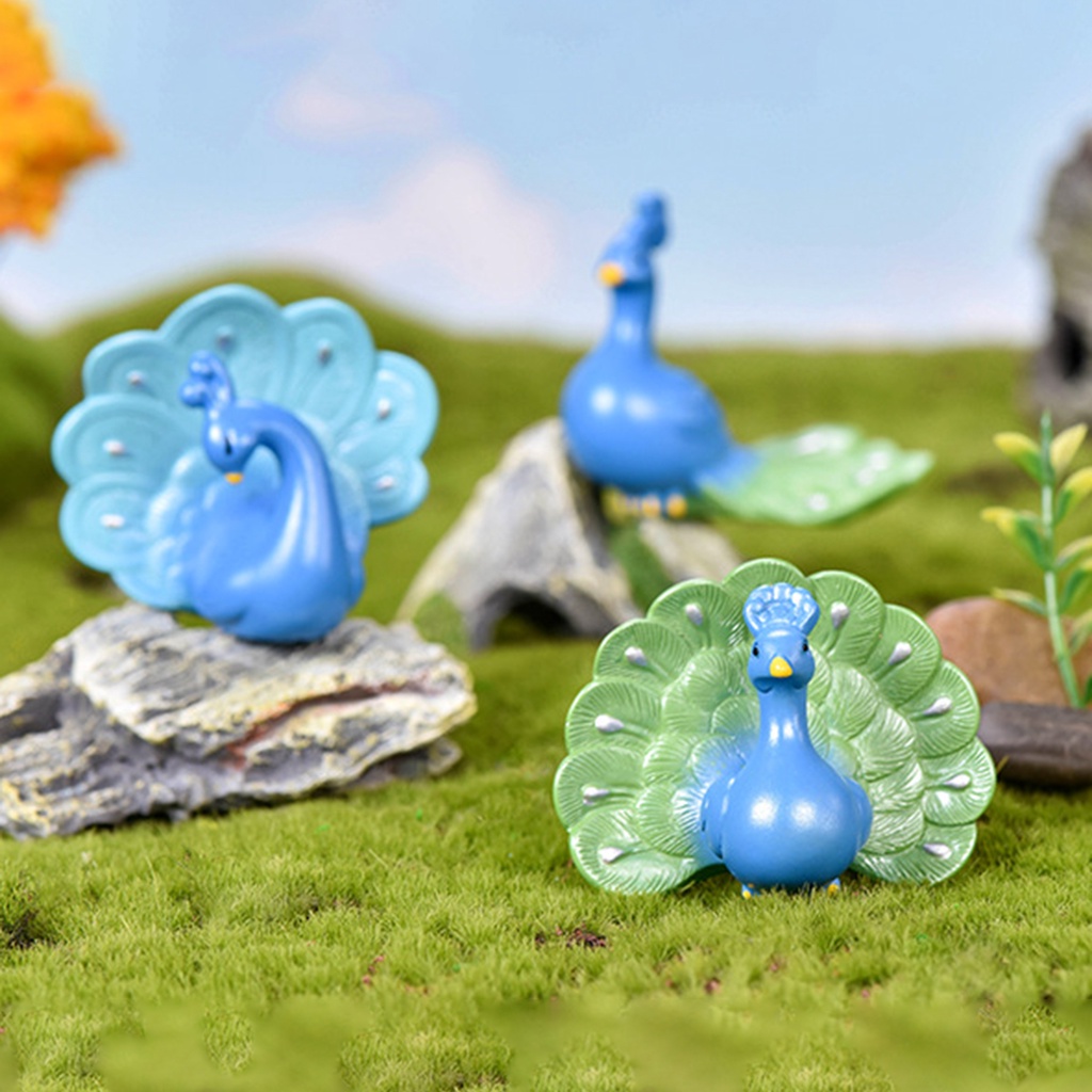 Mô Hình Chim Công Mini Bằng Nhựa Resin Dùng Trang Trí Tiểu Cảnh Diy