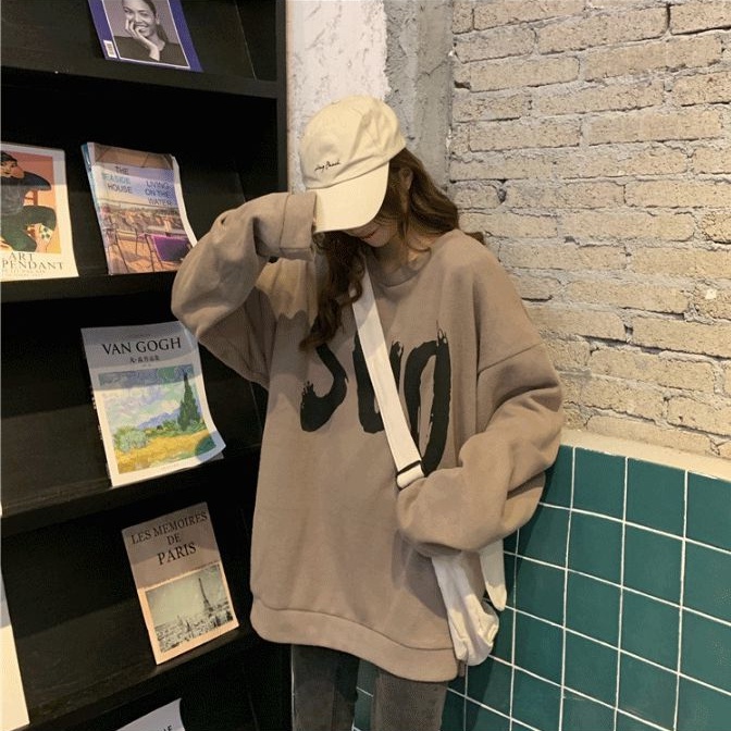 Áo Hoodie Nữ Plus Size Dáng Rộng Phong Cách Hàn Quốc