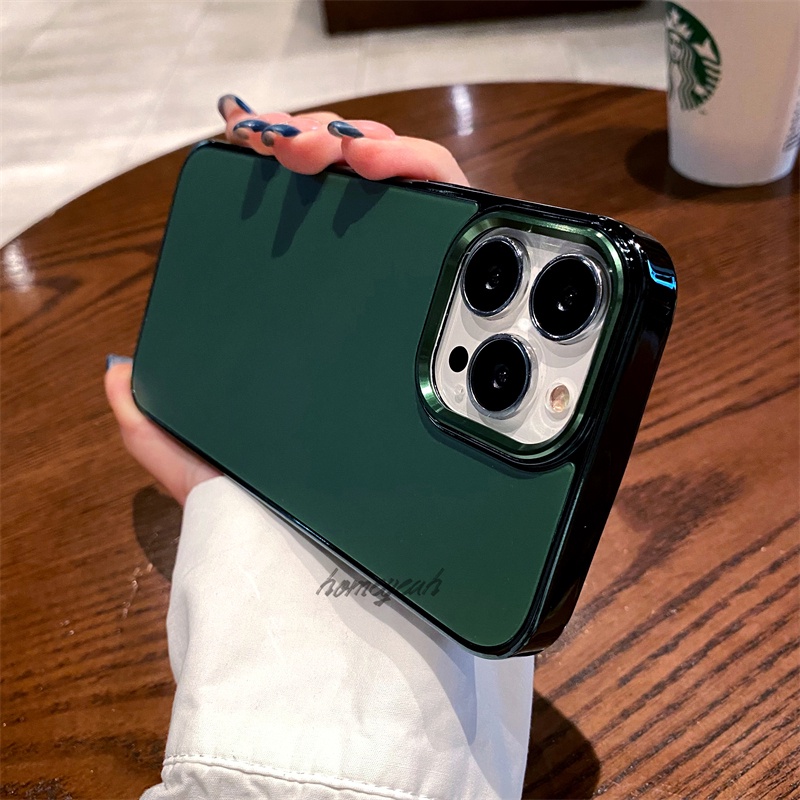 Ốp Điện Thoại Cứng Màu Xanh Lá Nhám Sang Trọng Chống Sốc Cho iPhone 11 12 13 Pro Max