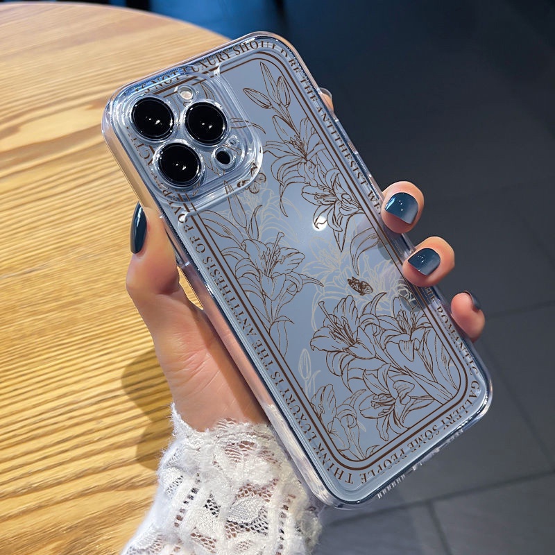 Ốp Điện Thoại TPU Gel Đệm Khí Chống Rơi Hình Hoa Màu Trong Suốt iPhone 13 Pro Max 14 12 iPhone 11 XR 8 7 SE 2022