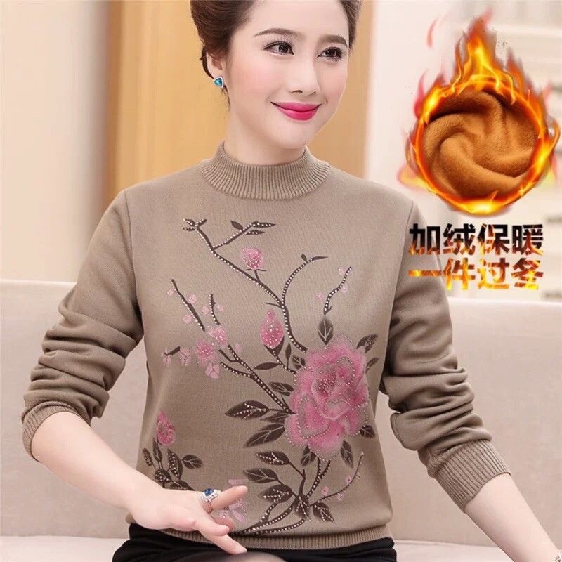 Hàng có sẵn ) Áo len nữ trung niên thời trang kiểu dáng sang trọng, ấm áp QCNP347 | BigBuy360 - bigbuy360.vn