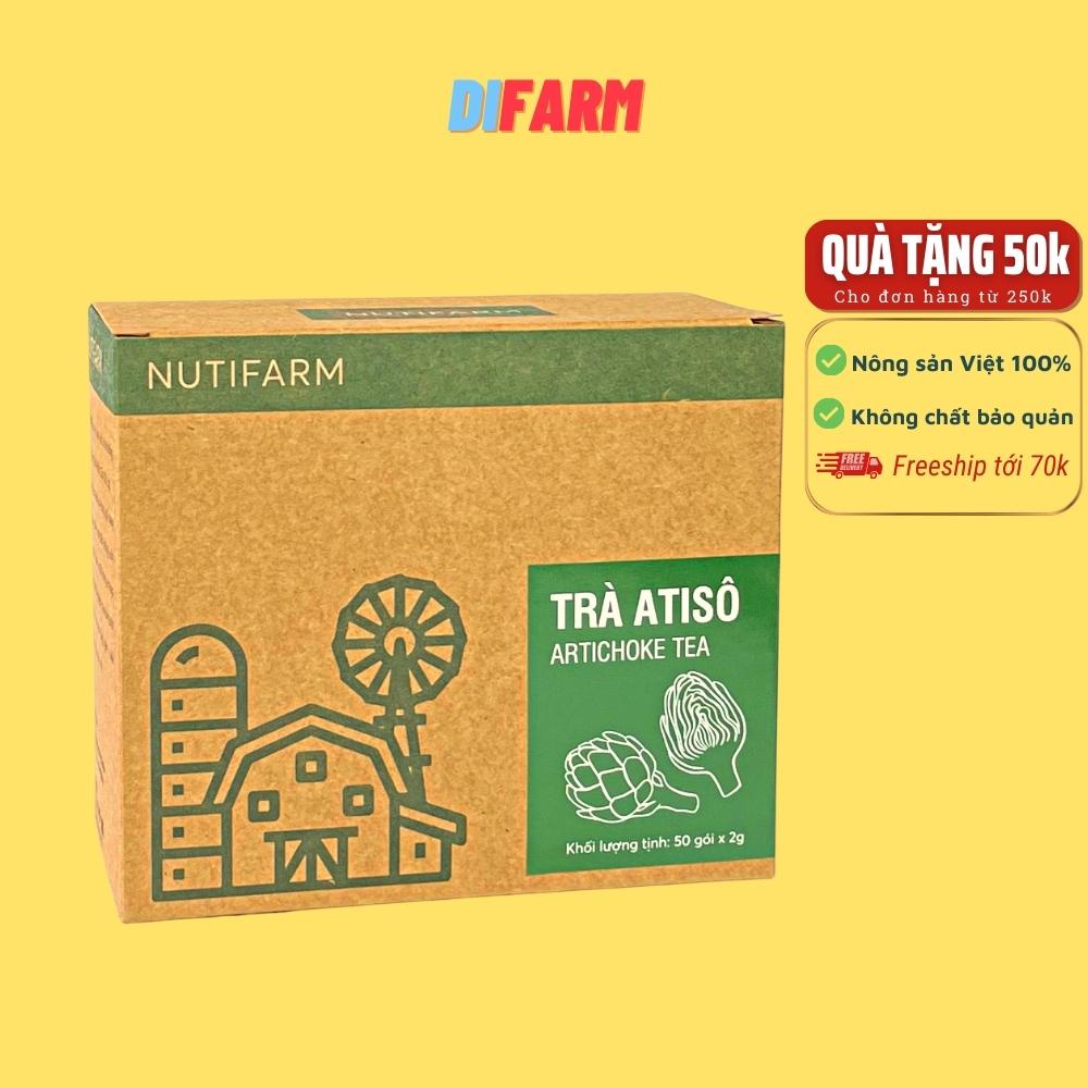Trà atiso túi lọc NutiFarm, hộp 50 gói loại đặc biệt nguyên chất 100% bông atiso đặc sản đà lạt