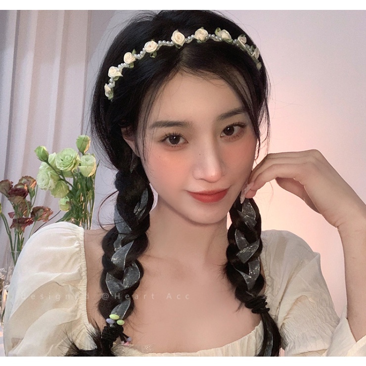 Băng Đô Đính Hoa Và Ngọc Trai Thiết Kế Mới Ngọt Ngào Thời Trang Dành Cho Nữ