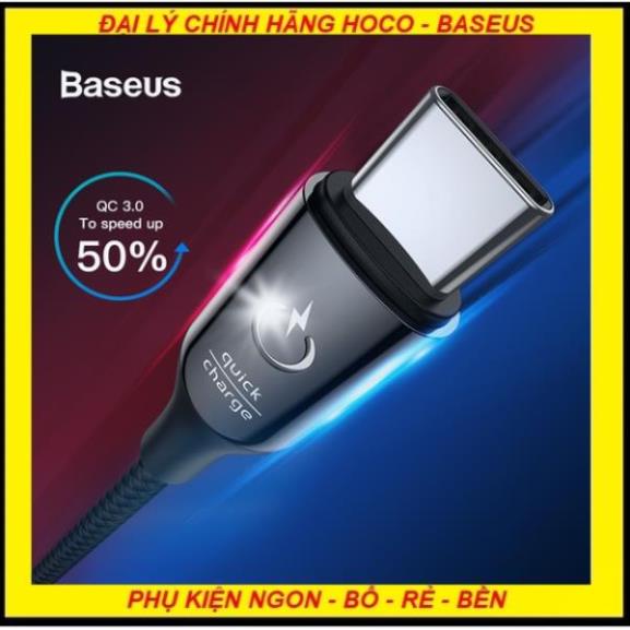 Cáp sạc Type-C tự ngắt điện khi sạc đầy Pin Baseus C-shaped Light Intelligent 3A dài 1m - Hàng chính hãng