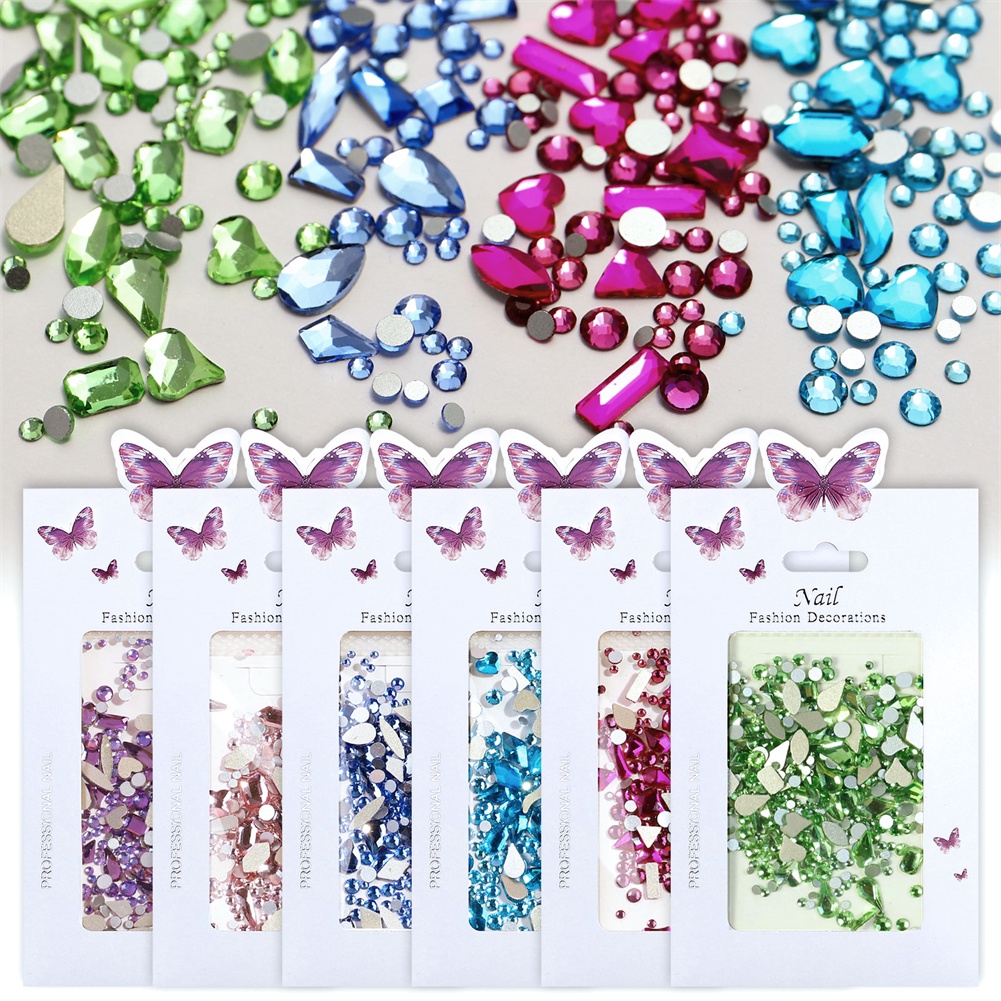Trong kho khoan Móng Tay Nail Nghệ Thuật Khoan Rhinestone Mix Kính Khoan Hình TỰ LÀM Nail Stickers Nail Đồ Trang Sức Nghệ Thuật COD