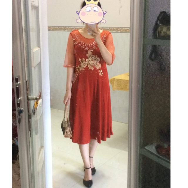 Đầm dạ hội trung niên form lửng BN8