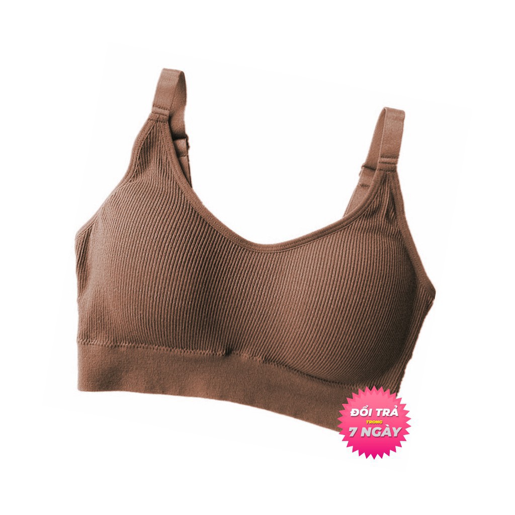 Áo Bra Thể Thao Chất Liệu Cotton Bề Mặt Gân Tăm 2 Dây Mặc Thoải Mái Vừa Vặn Cơ Thể SP0059