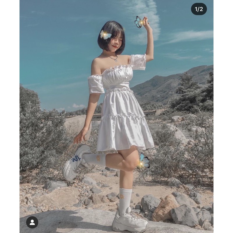 (CÓ SẴN TRẮNG) ĐẦM MIMI TRỄ VAI VẢI DÀY | BigBuy360 - bigbuy360.vn