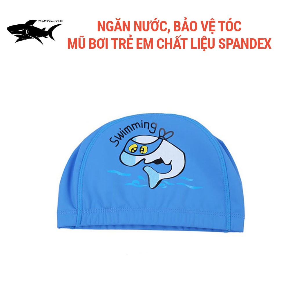 Mũ bơi cho bé nam nữ siêu ngộ nghĩnh, mũ bơi trẻ em chất liệu mềm mại an toàn 1179 SHARK Sport