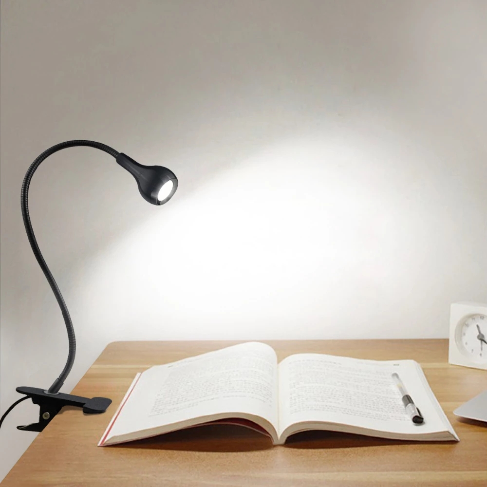 3W Led Desk Lamp/ USB Table Lamp Light with Clip Holder /Flexible Foldable Reading Book Night Light for Study Office Work