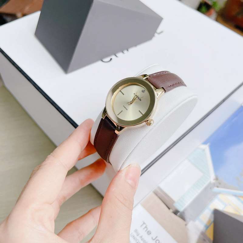 Đồng Hồ Nữ Armitron 75/5410CHGPDB dây da nâu đậm mặt vàng sáng