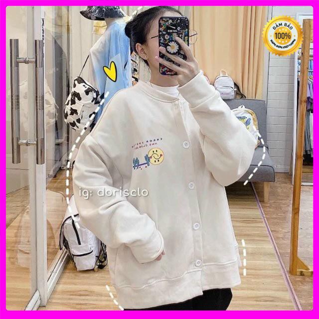 [Ảnh Thật] Áo Khoác Unisex Cardigan Hình Mặt Cười Thun Nỉ Ngoại Freesize 65kg AK97 [ ÁO KHOÁC NỮ _ ÁO KHOÁC NAM ] | BigBuy360 - bigbuy360.vn