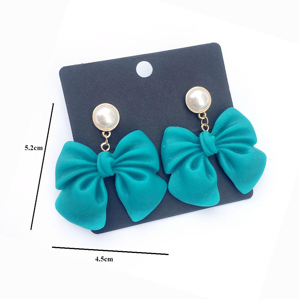 Bông Tai Hàn Quốc Dáng Dài Màu Hồng / Xanh Lá / Xanh Lá Phong Cách Tối Giản