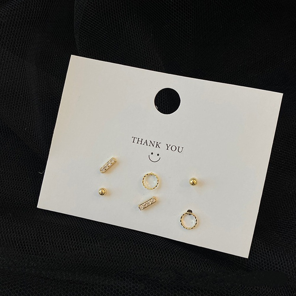 Set 3 đôi bông tai mạ bạc sterling giản đơn chống dị ứng sành điệu quyến rũ dành cho nữ 2021