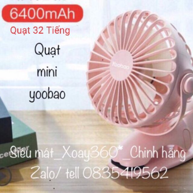 Quạt sạc Yoobao mini cầm tay di động 6400MAH mã F04, xoay 360 độ, 3 cấp độ gió, pin lâu bền bỉ - Bảo hành đổi mới