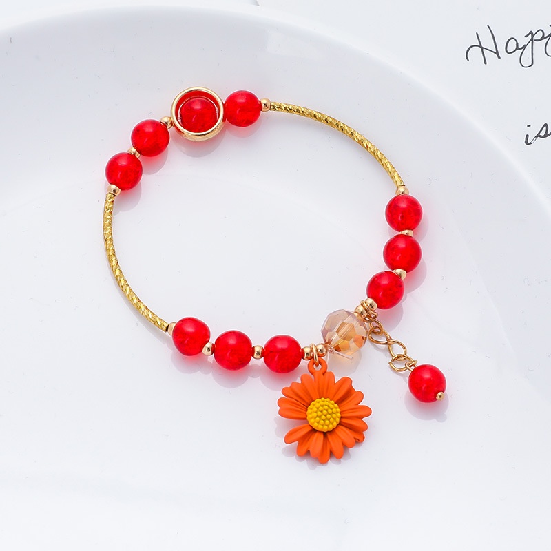Vòng Tay Đính Hạt phối hợp kim Hình Hoa Cúc Nhỏ Xinh Xắn Cho Nữ