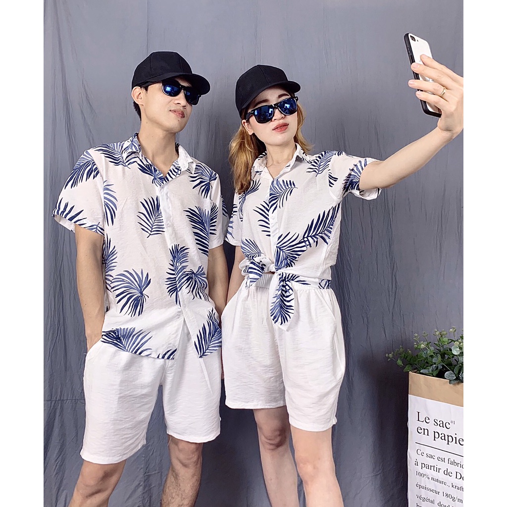 Set sơ mi quần đũi nam nữ[3 màu lựa chọn]Bộ đồ đôi đội nhóm mùa hè siêu mát
