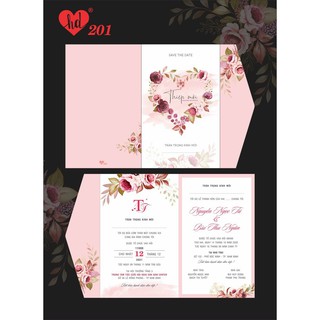 Thiệp cưới gập 3 - Thiệp có phong bì