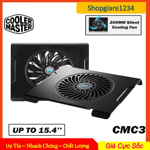 Đế Tản Nhiệt Laptop Cooler Matster CMC3. Hỗ trợ làm mát laptop từ 13inch đến 15.6 inch