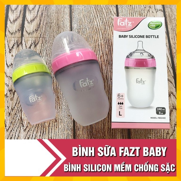 Bình Sữa SIlicon Cổ Siêu Rộng FATZ Fatzbaby 150ml / 180ml / 240ml (Công nghệ Hàn Quốc)