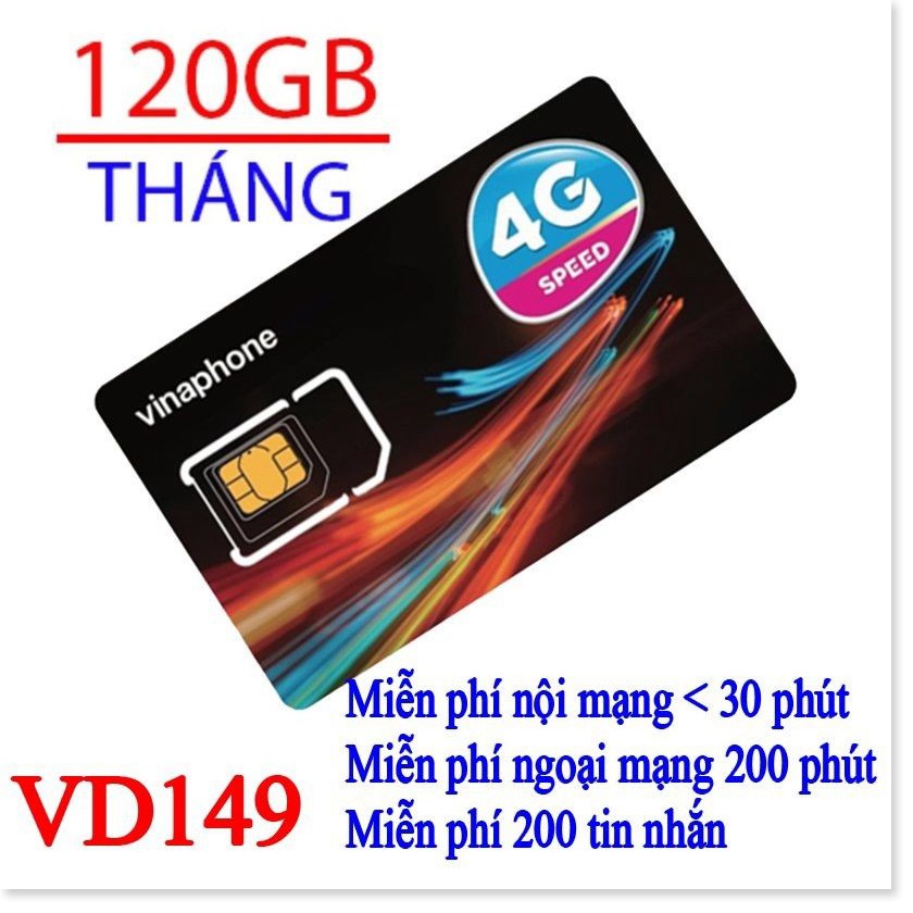 [ sim đã nạp 150k] sim 4g vinaphone vd149 tặng 120gb/tháng tỷ phút gọi thaga siêu tiết kiệm