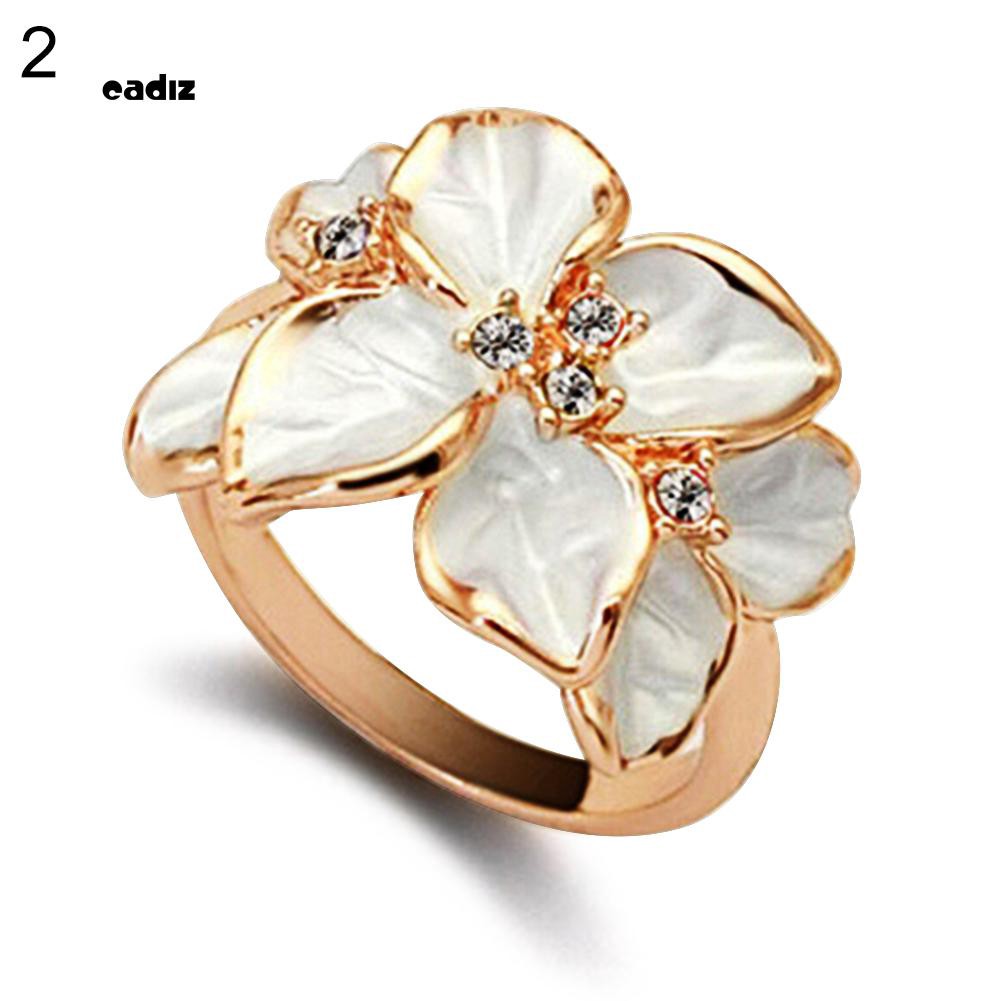 Nhẫn hợp kim hình hoa đính đá xinh xắn tùy chọn màu sắc