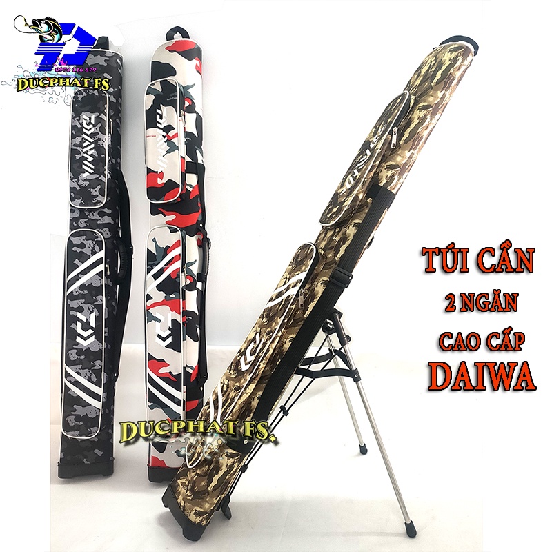 Túi đựng cần câu cá DAIWA  Có 2 ngăn chính, 2 ngăn phụ * dài 1m25 ,( CÓ CHÂN ).