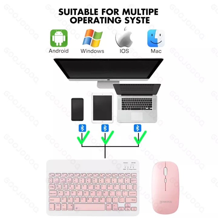 Bàn Phím Bluetooth ko dây Mini 10 Inch Kèm Chuột Cho ĐT tablet táo Máy Tính Laptop | BigBuy360 - bigbuy360.vn