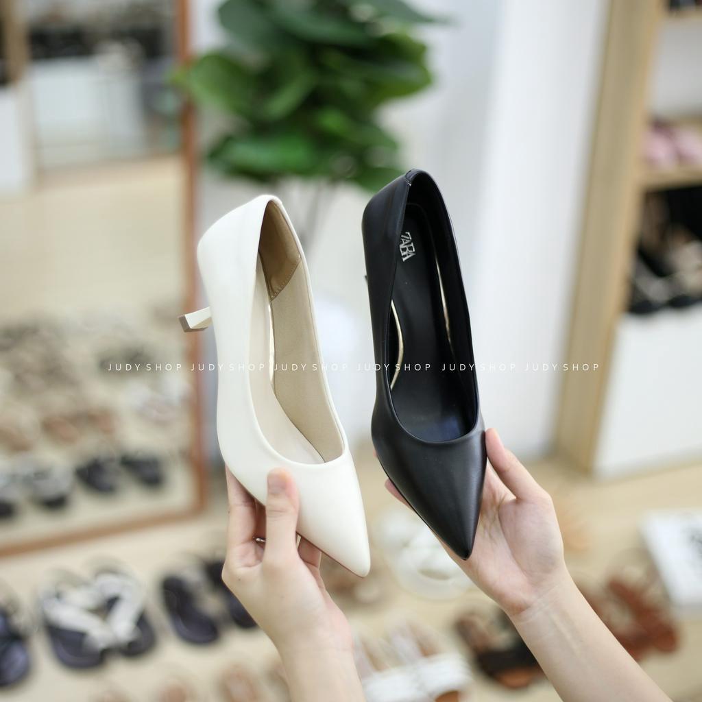 Giày Gót ZA RÀ Da Mềm Mũi Nhọn Cao 6p VNXK