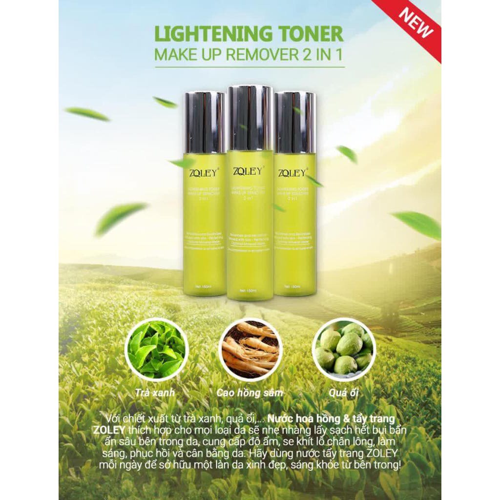NƯỚC HOA HỒNG NƯỚC TẨY TRANG CHO LÀN DA TƯƠI MỚI VỚI TONER TRÀ XANH ZOLEY | BigBuy360 - bigbuy360.vn