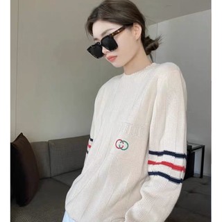 Áo len cổ tròn nam nữ basic sọc tay trơn đơn giản