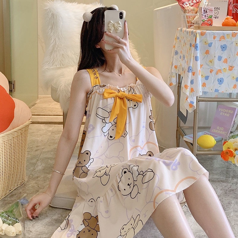 Đồ ngủ Dáng Dài Thiết Kế Mới Thời Trang Mùa Hè Theo Phong Cách Nhật Bản Cho Nữ